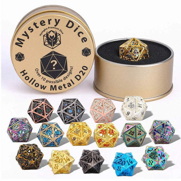 Hymgho Premium Gaming d20 - Quest's Reward Mystery Hollow Metal Dice - Scroll and Circuit Games