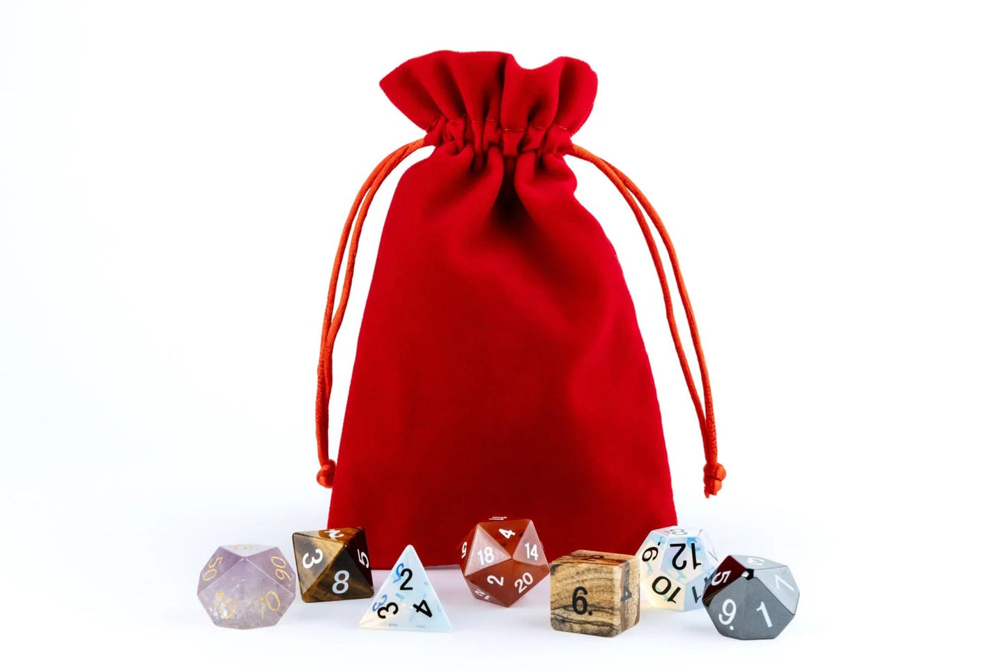 FanRoll - Velvet Dice Bag - Red with Gold Satin Liner