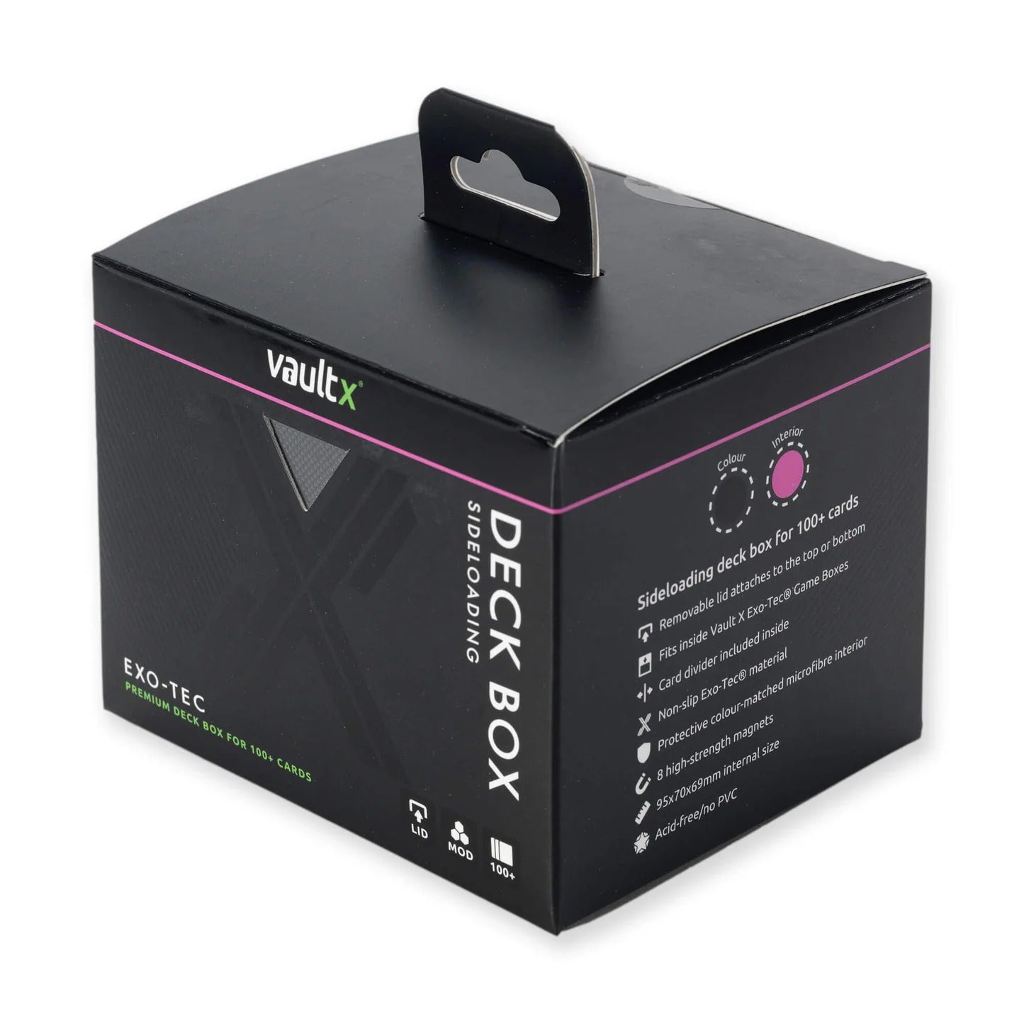 VaultX - Sideloading Deck Box 100+ - Black and Electric Pink