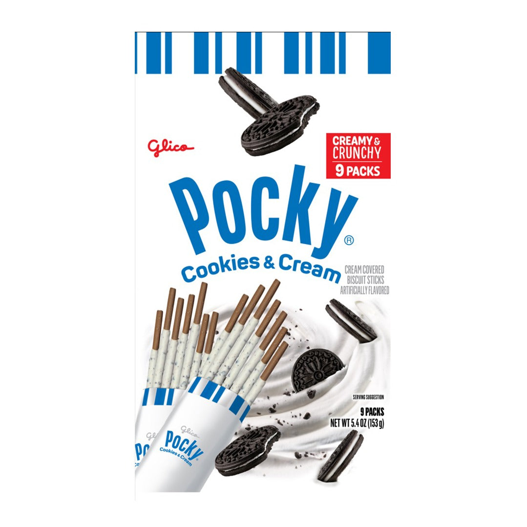 BOX OF 5 - Glico Pocky - Cookies and Cream - 9 Pack 5.40 oz
