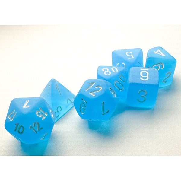Chessex 7-Set Mini Frosted Caribbean Blue with White