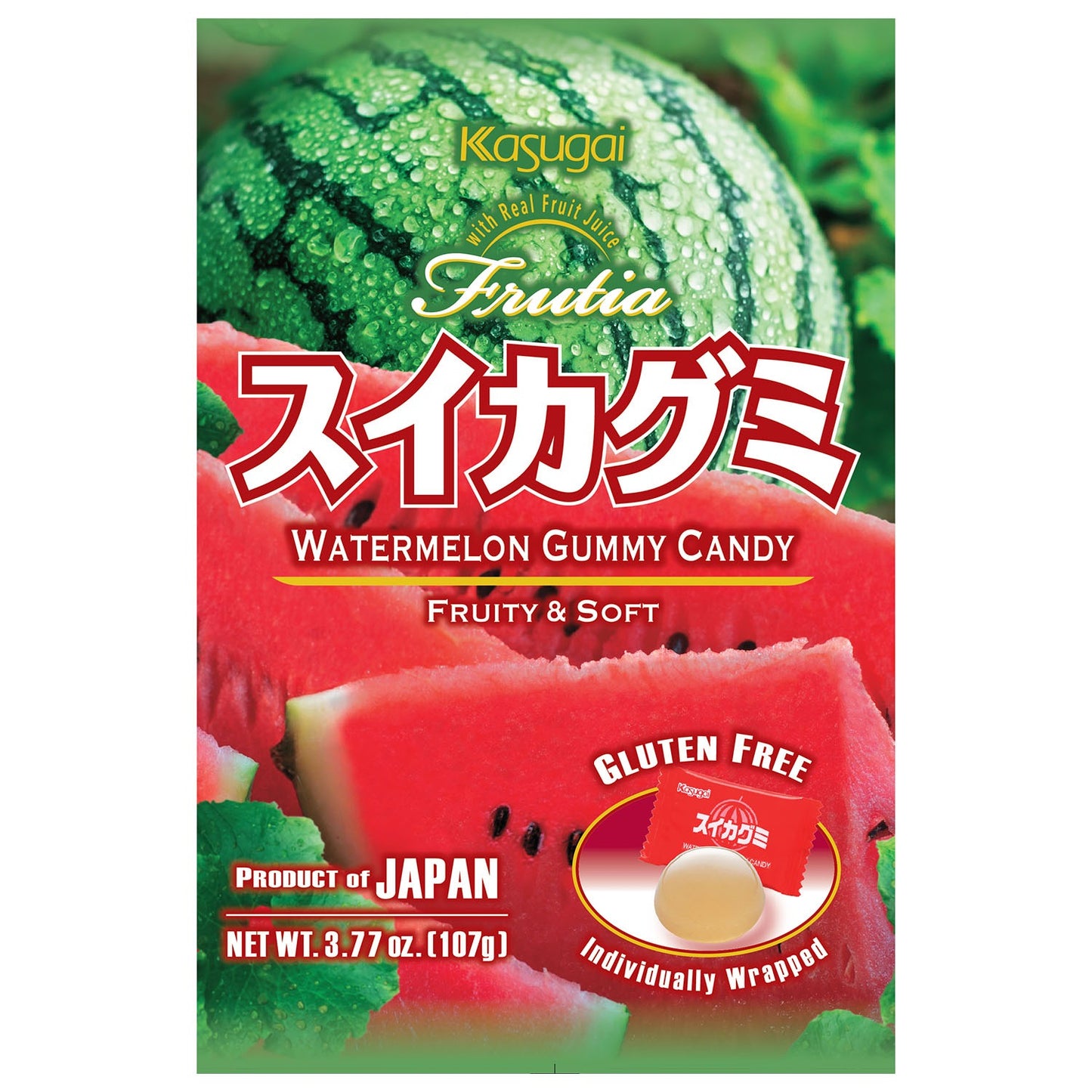 Kasugai Frutia - Watermelon Gummy Candy - 3.59oz