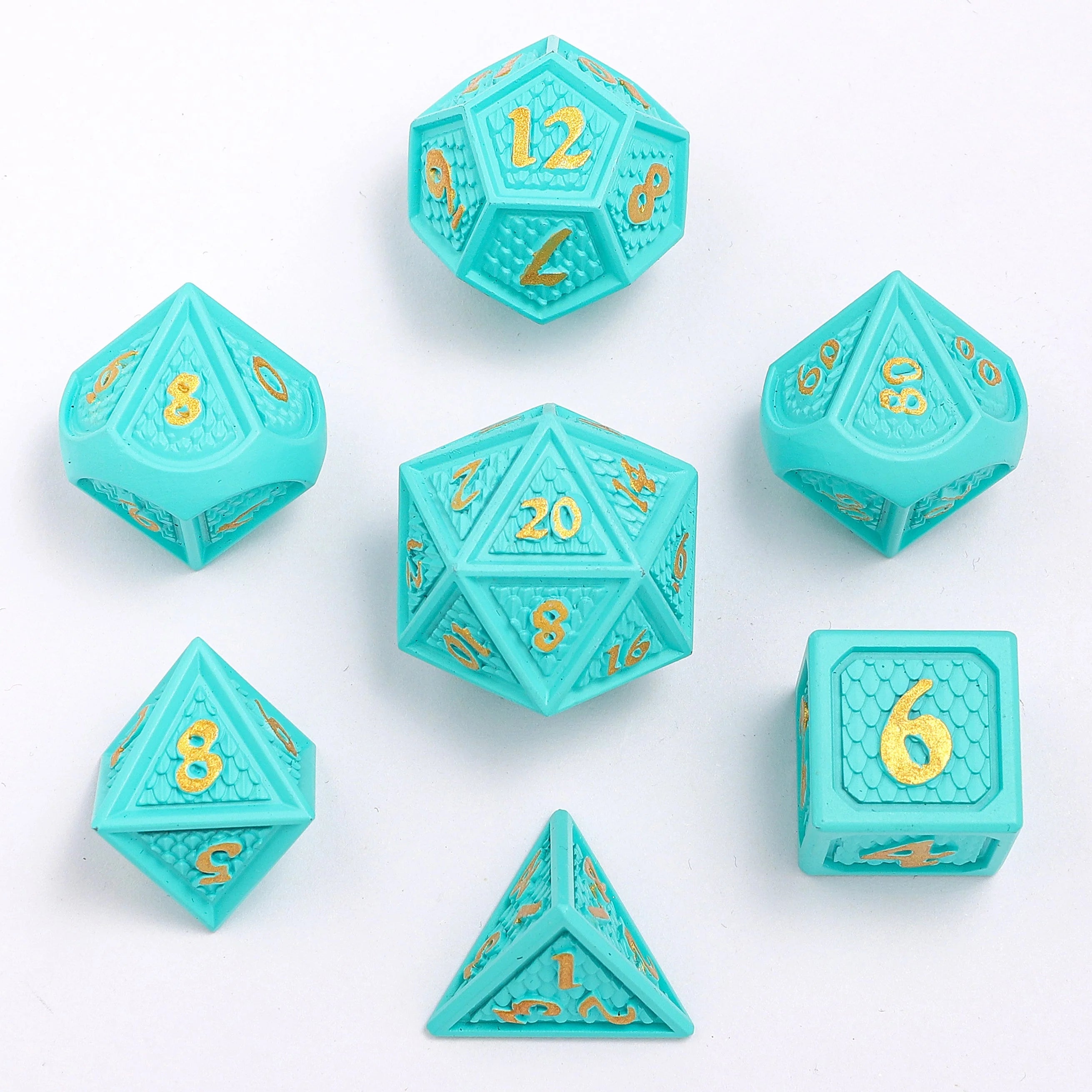 7-Set Behemoth Solid Metal: Turquoise with Gold