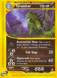 Tyranitar 40/147 - 2002 Aquapolis - Normal E-Reader - Near Mint