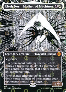 Elesh Norn, Mother of Machines (Borderless) (Step-and-Compleat Foil) - Phyrexia: All Will Be One (ONE)