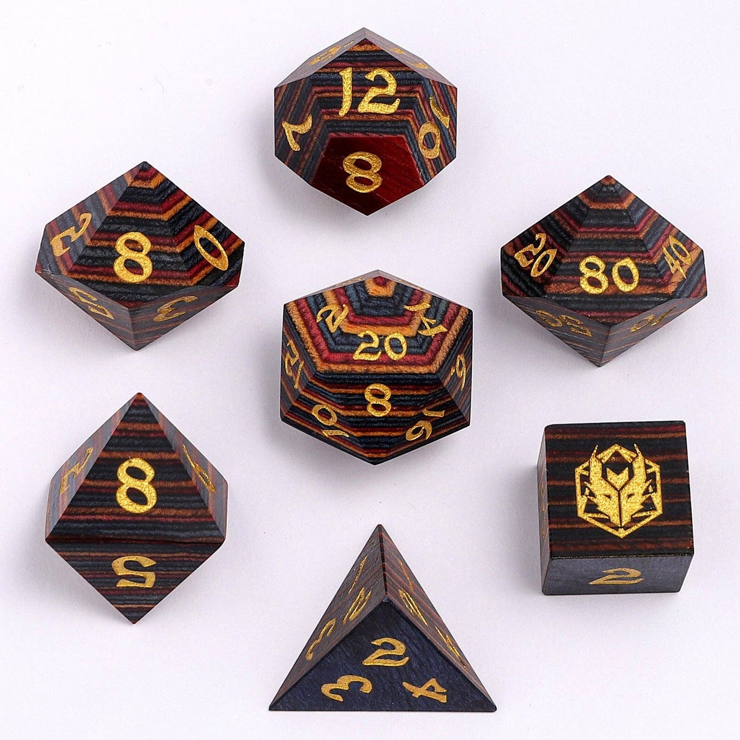 Dragon's Hoard Dice Set - Exotic Woods - Rainbow Wood