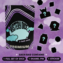 Premium Mystery Dice - 7 Polyhedral Dice, D&D Pin & Sticker