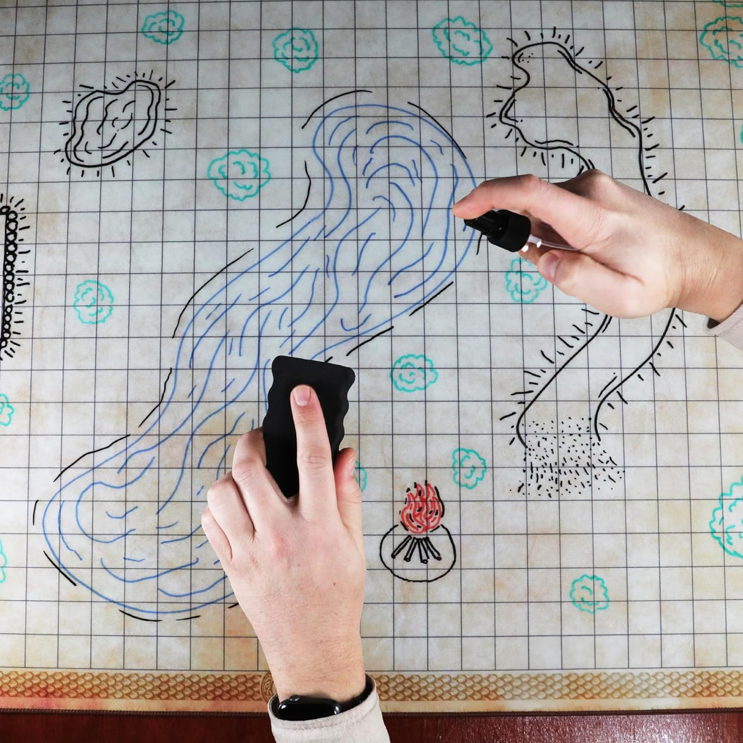 Deluxe Rubber D&D Grid Mat Campaign Kit for Dungeons & Dragons - Scroll and Circuit Games