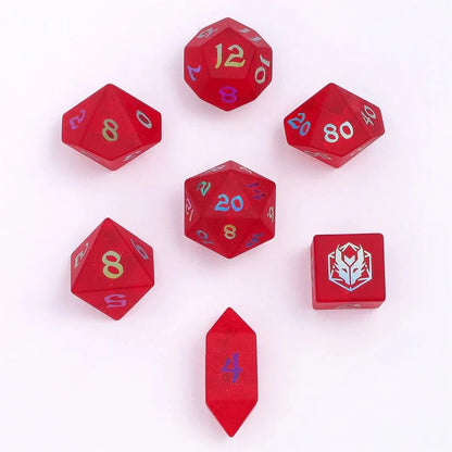 Blasted Frosted Glass Dice Set - Red