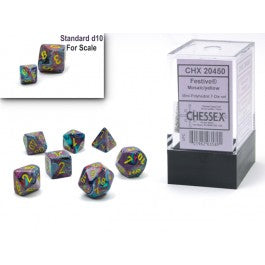Chessex Festive Mini Polyhedral 7 Die Set Mosaic/Yellow - Scroll and Circuit Games