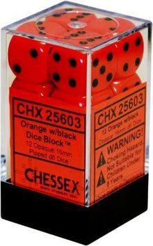 Chessex: 90s Halloween Opaque D6 Orange/Black 12Mm Dice Block