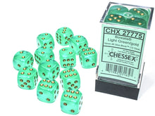Chessex Dice: 12mm d6 Borealis: Light Green/Gold (12)