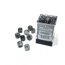 Chessex Borealis 12mm d6 Light Smoke/silver Luminary Dice Block (36 dice) - Scroll and Circuit Games
