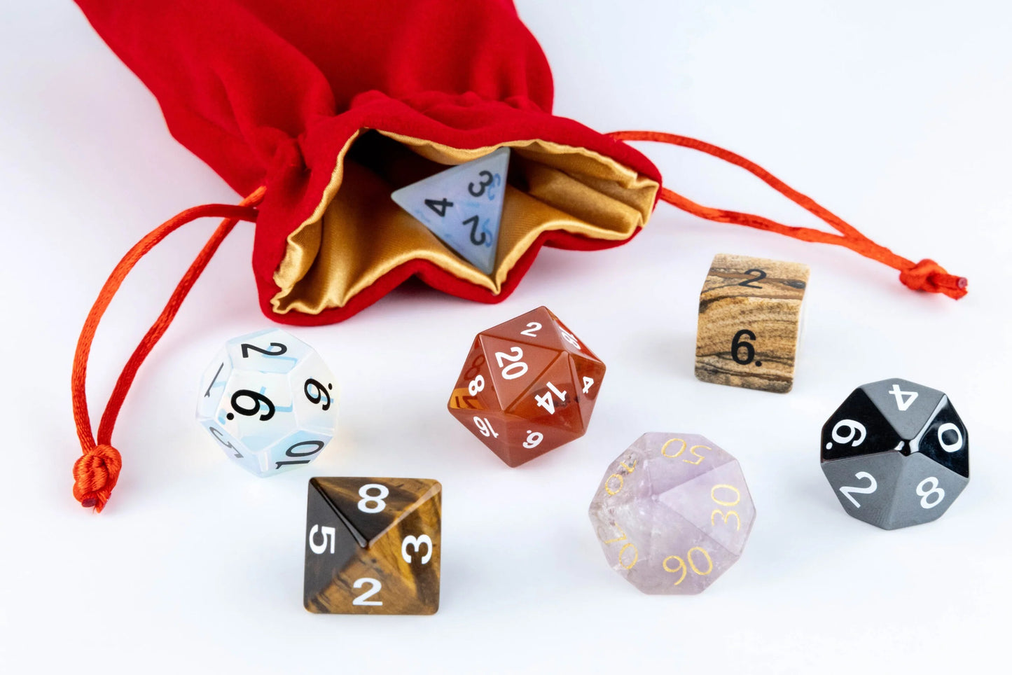 FanRoll - Velvet Dice Bag - Red with Gold Satin Liner