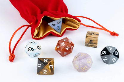 FanRoll - Velvet Dice Bag - Red with Gold Satin Liner