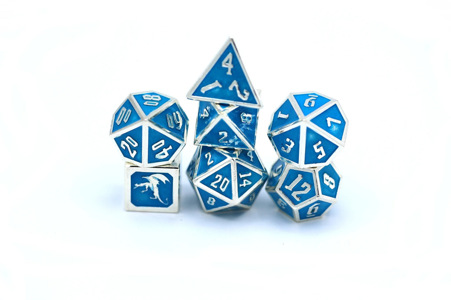 Glow in the Dark Solid Metal Dice Set