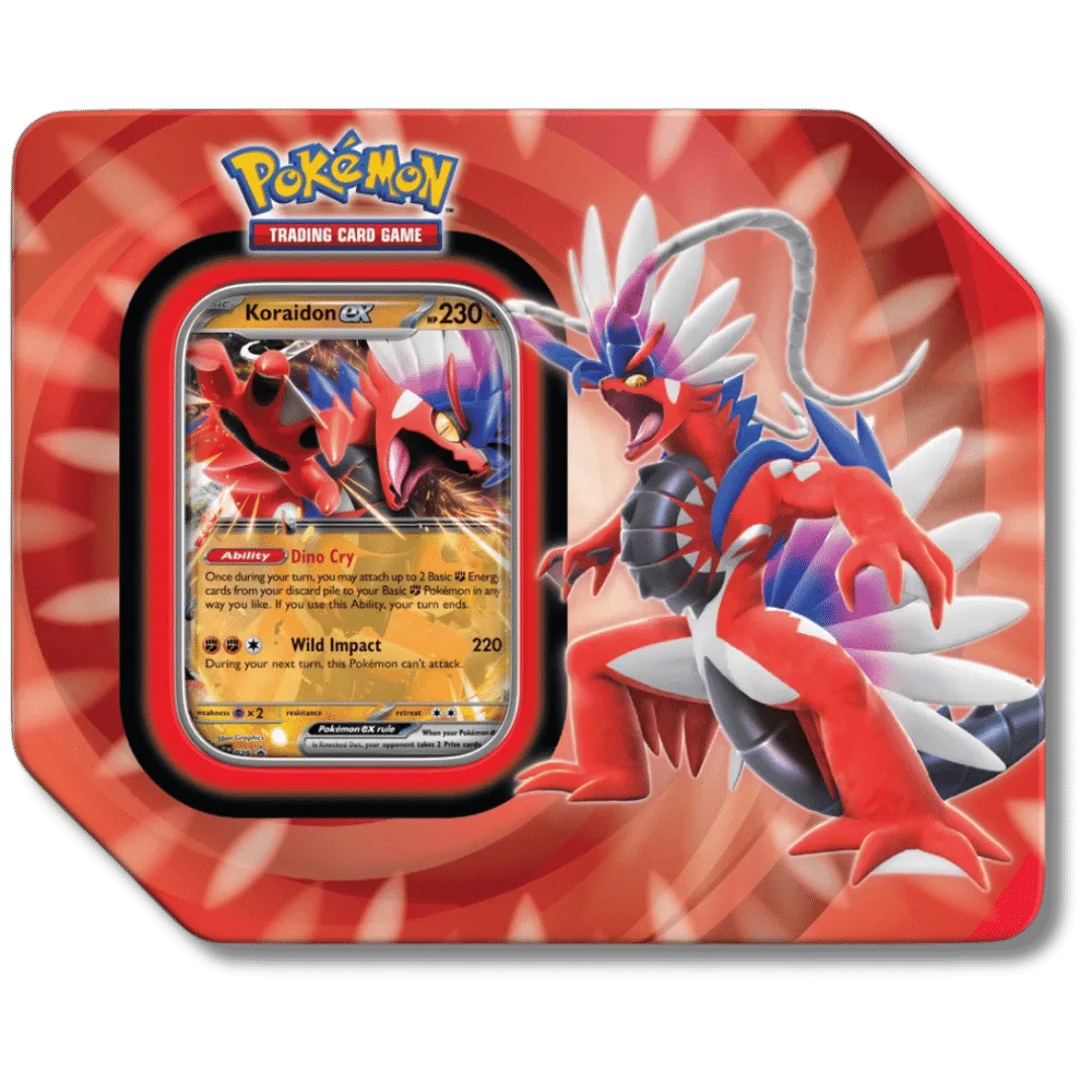 Pokemon Trading Card Game: Scarlet & Violet - Paldea Legends Collectors Tin - Koraidon EX - Scroll and Circuit Games