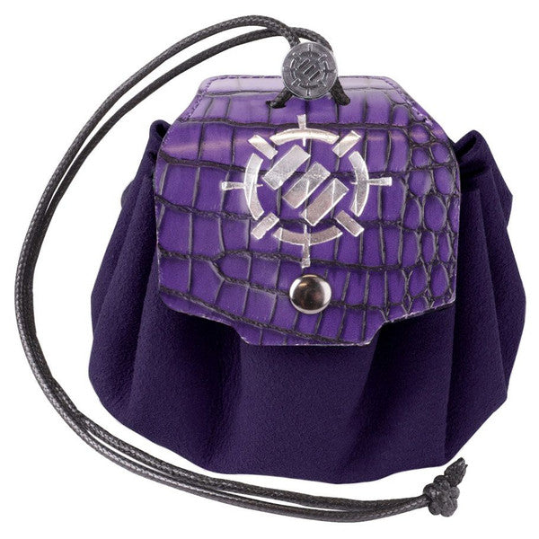 7-Set Enamel Dice Set with Drawstring Pouch - Purple - Scroll and Circuit Games