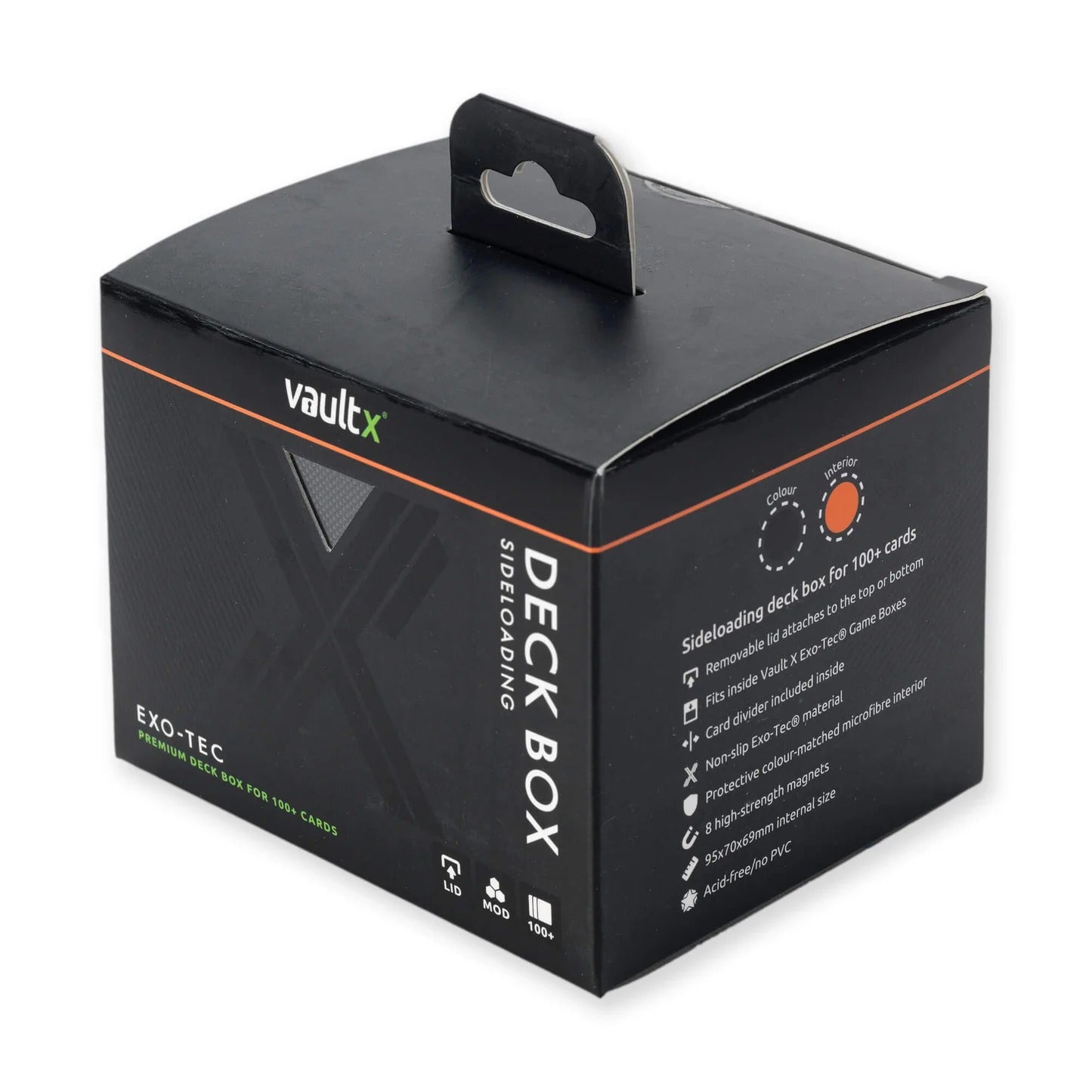 VaultX - Sideloading Deck Box 100+ - Black and Electric Orange