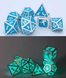 Glow in the Dark Solid Metal Dice Set