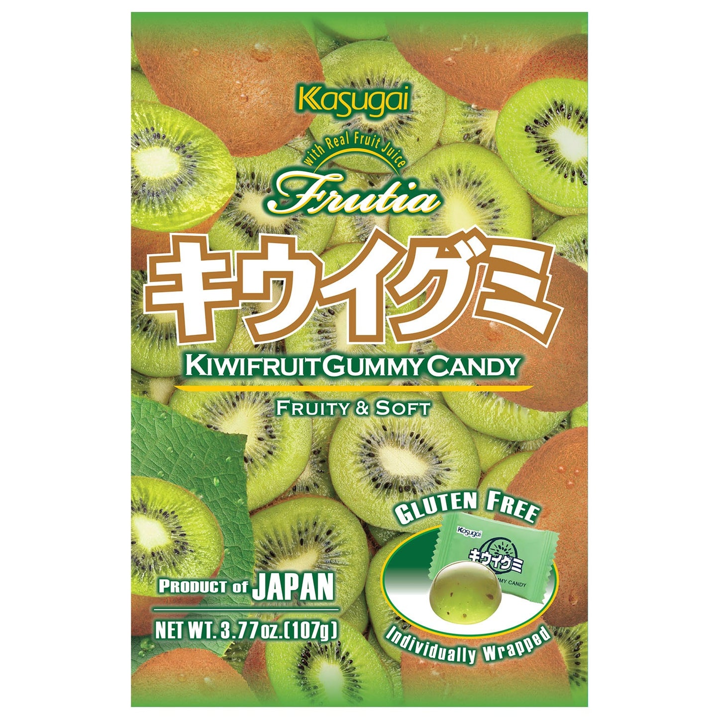 Kasugai Frutia - Kiwi Gummy Candy - 3.59oz