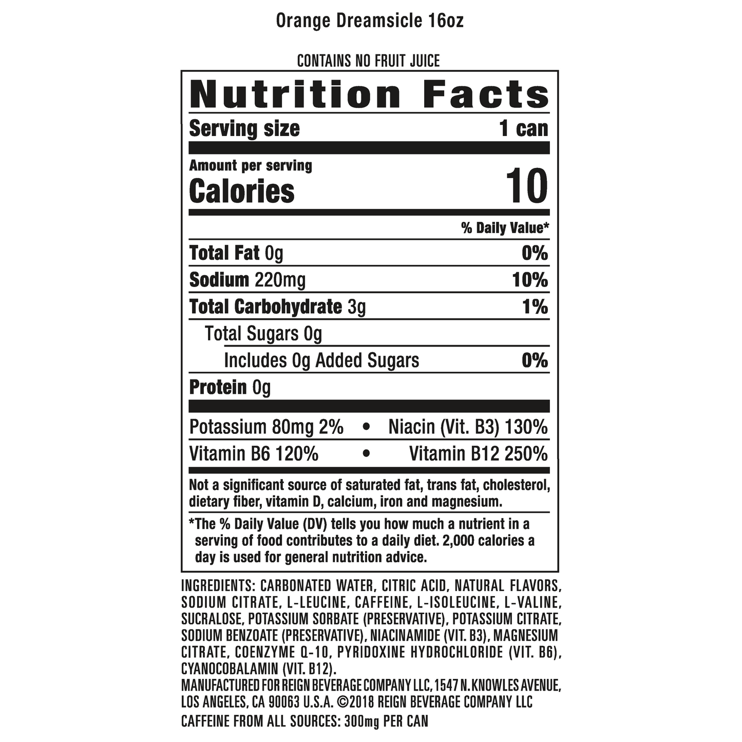 Reign Total Body Fuel, White Haze - Performance Energy Drink - 16 fl oz
