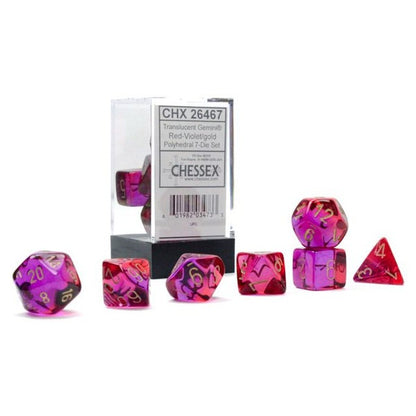 Chessex: Gemini Translucent Red-Violet/Gold Polyhedral 7-Die Set