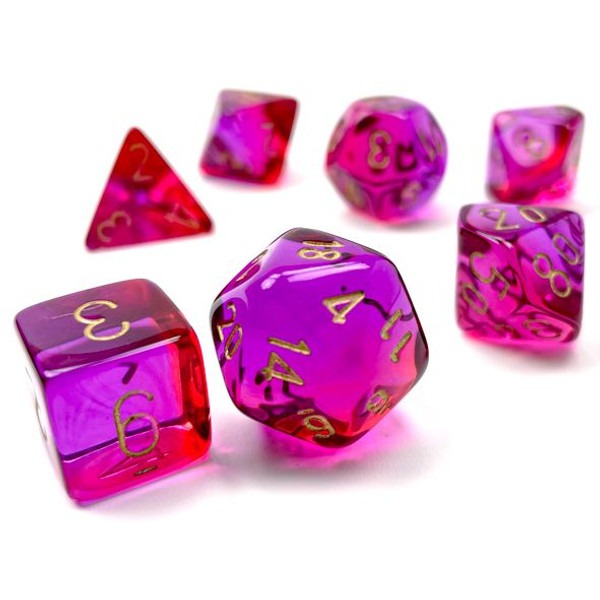 Chessex: Gemini Translucent Red-Violet/Gold Polyhedral 7-Die Set