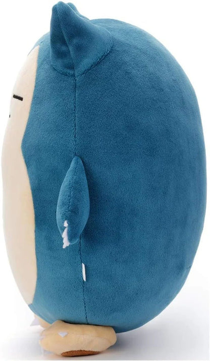 Blue plush toy with a white patch on a white background