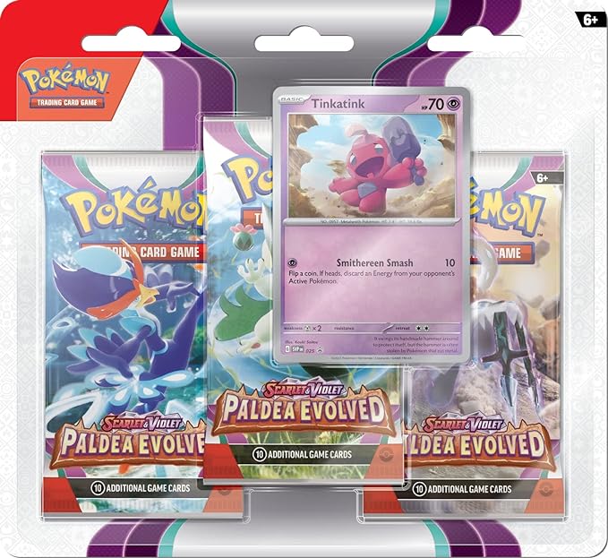 Pokémon Trading Card Game: Scarlet & Violet — Paldea Evolved 3-Pack Blister - Tinkatink - Scroll and Circuit Games